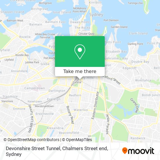 Devonshire Street Tunnel, Chalmers Street end map