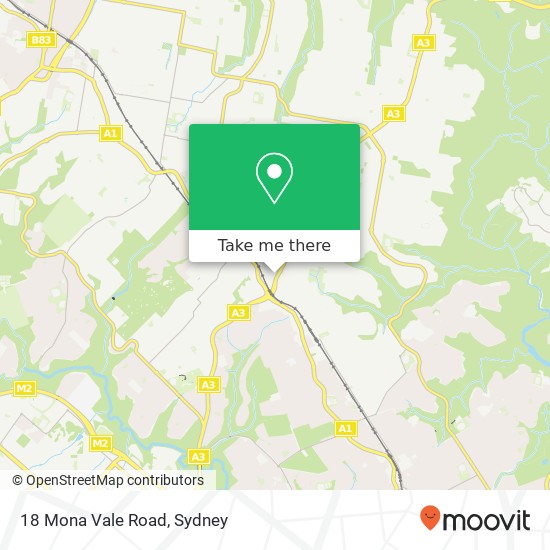 Mapa 18 Mona Vale Road