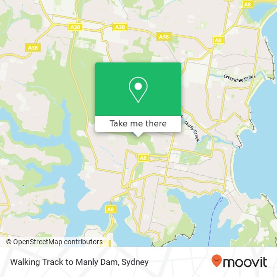Walking Track to Manly Dam map