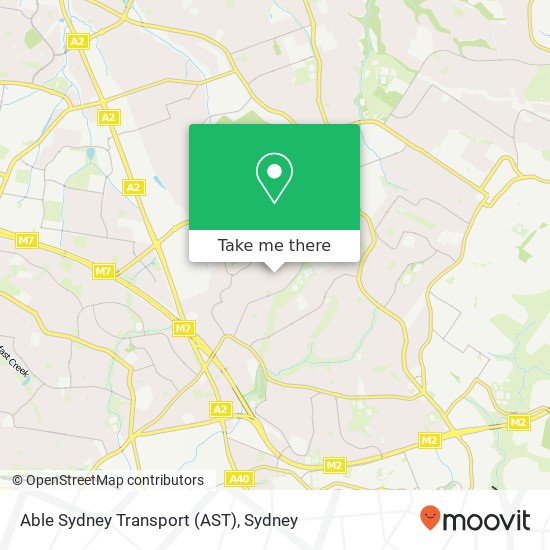 Mapa Able Sydney Transport (AST)