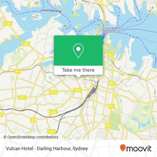 Mapa Vulcan Hotel - Darling Harbour