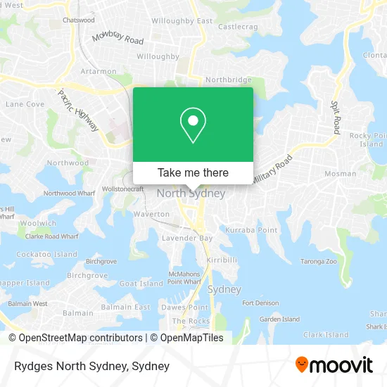 Mapa Rydges North Sydney