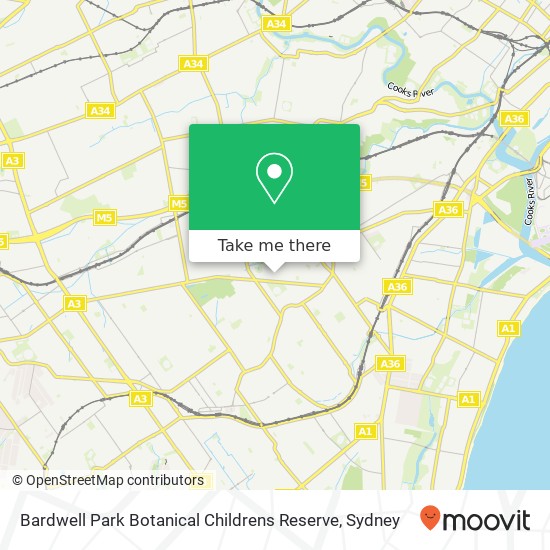 Bardwell Park Botanical Childrens Reserve map