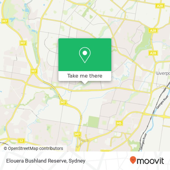 Elouera Bushland Reserve map