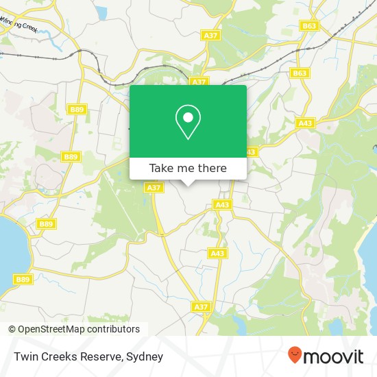 Mapa Twin Creeks Reserve