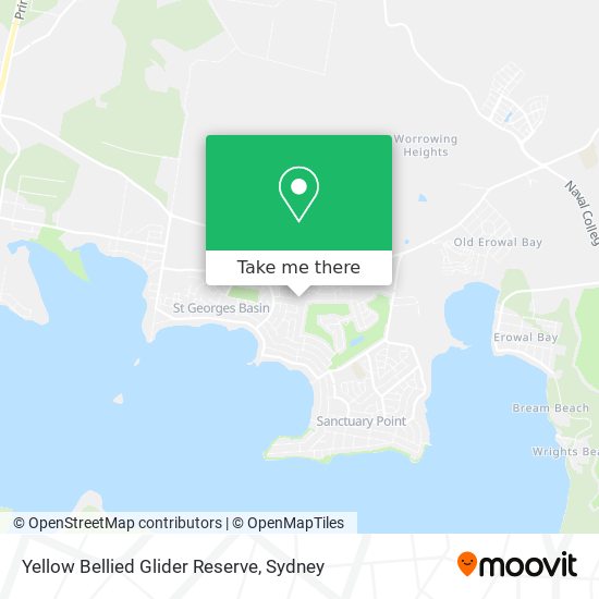Yellow Bellied Glider Reserve map