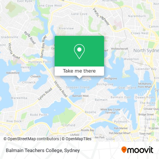 Balmain Teachers College map