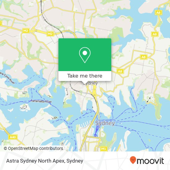 Mapa Astra Sydney North Apex