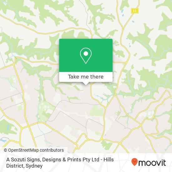 A Sozuti Signs, Designs & Prints Pty Ltd - Hills District map