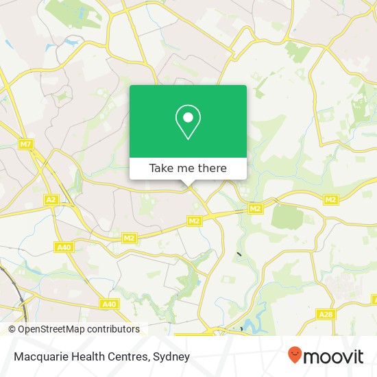 Macquarie Health Centres map