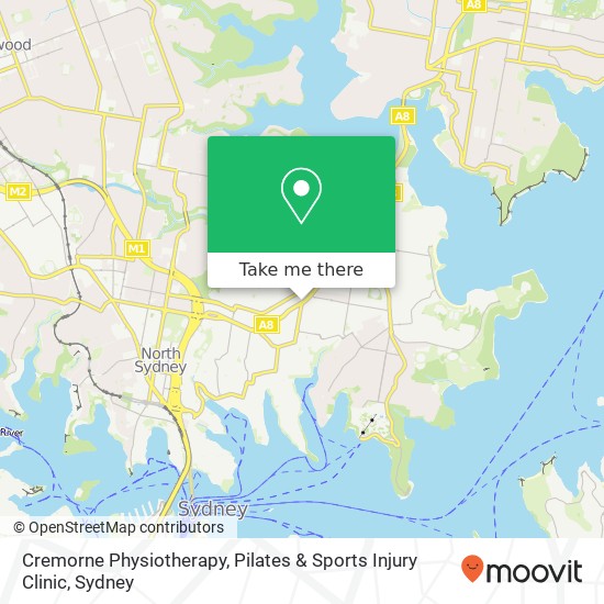 Mapa Cremorne Physiotherapy, Pilates & Sports Injury Clinic