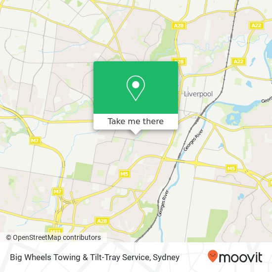 Mapa Big Wheels Towing & Tilt-Tray Service