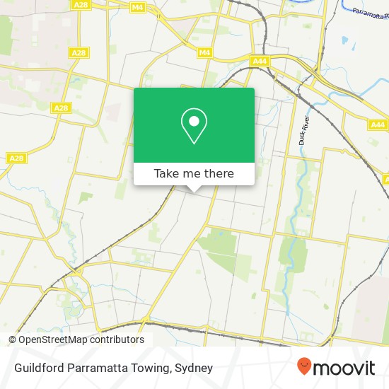 Guildford Parramatta Towing map