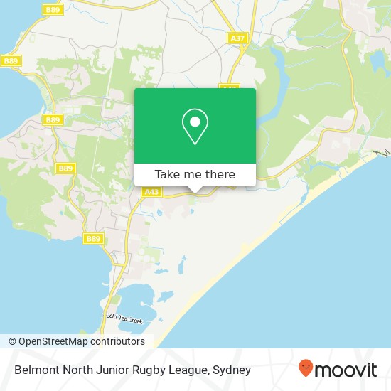 Mapa Belmont North Junior Rugby League