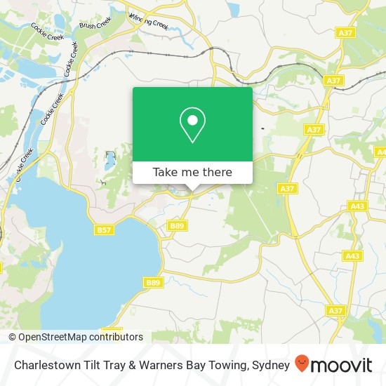 Mapa Charlestown Tilt Tray & Warners Bay Towing