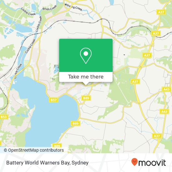 Mapa Battery World Warners Bay