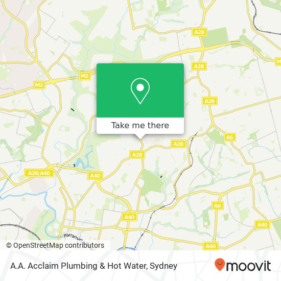 A.A. Acclaim Plumbing & Hot Water map