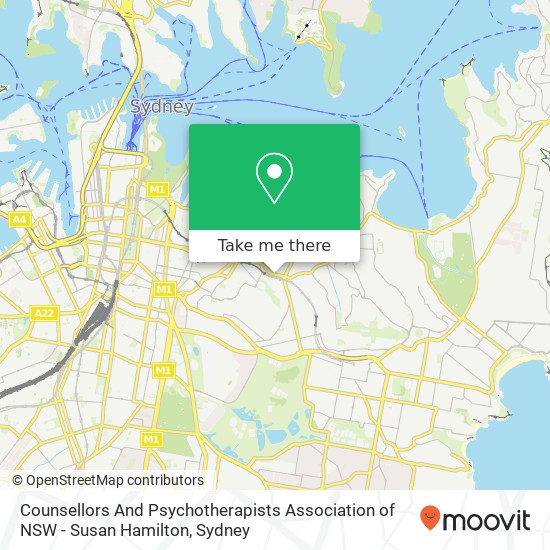 Counsellors And Psychotherapists Association of NSW - Susan Hamilton map