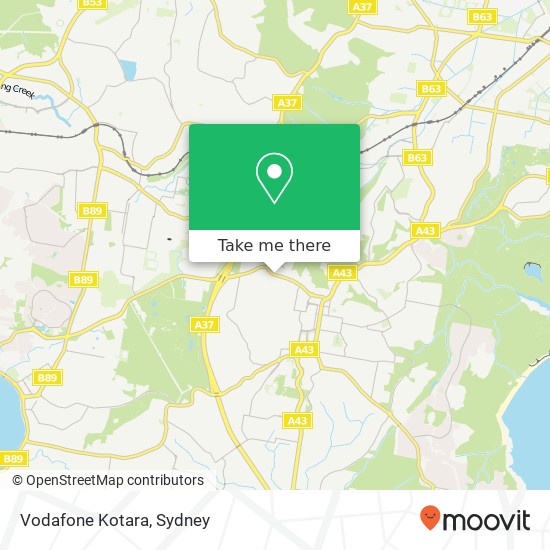 Mapa Vodafone Kotara