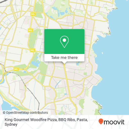 King Gourmet Woodfire Pizza, BBQ Ribs, Pasta map