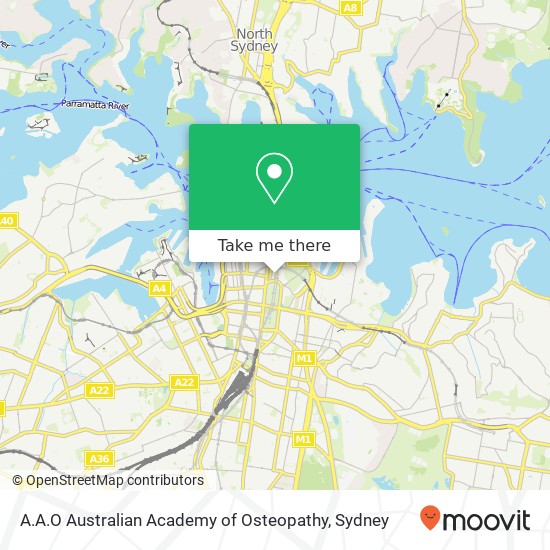 A.A.O Australian Academy of Osteopathy map