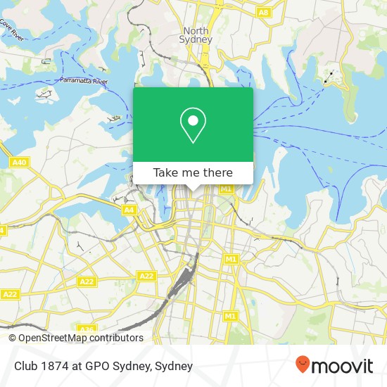Club 1874 at GPO Sydney map