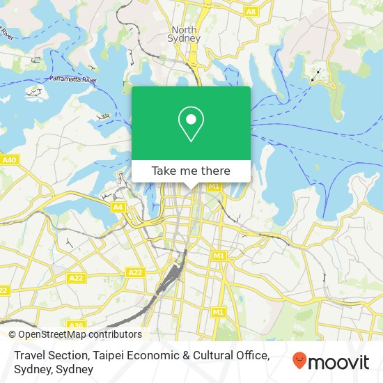Travel Section, Taipei Economic & Cultural Office, Sydney map