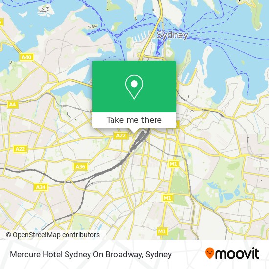 Mapa Mercure Hotel Sydney On Broadway
