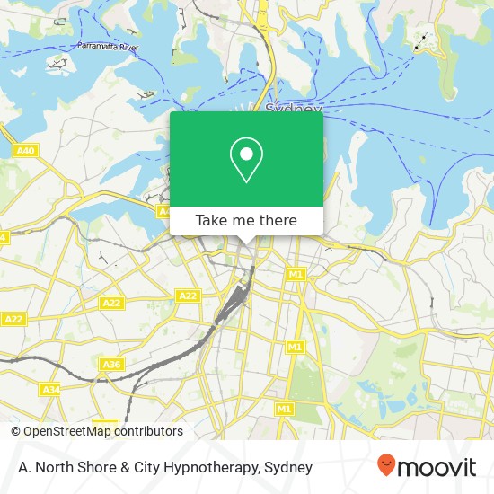 Mapa A. North Shore & City Hypnotherapy