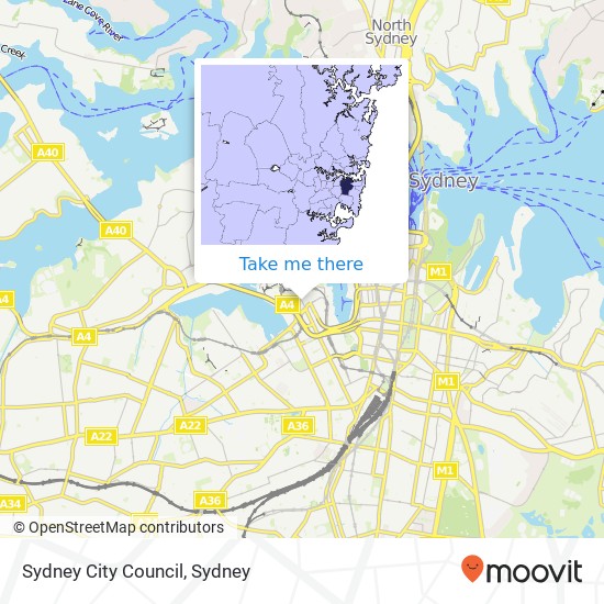 Mapa Sydney City Council