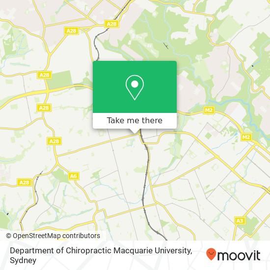 Mapa Department of Chiropractic Macquarie University