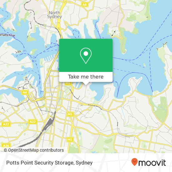 Potts Point Security Storage map