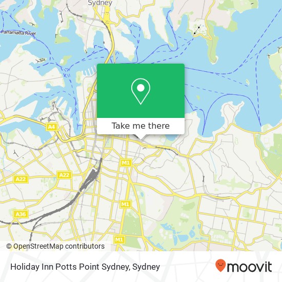 Mapa Holiday Inn Potts Point Sydney