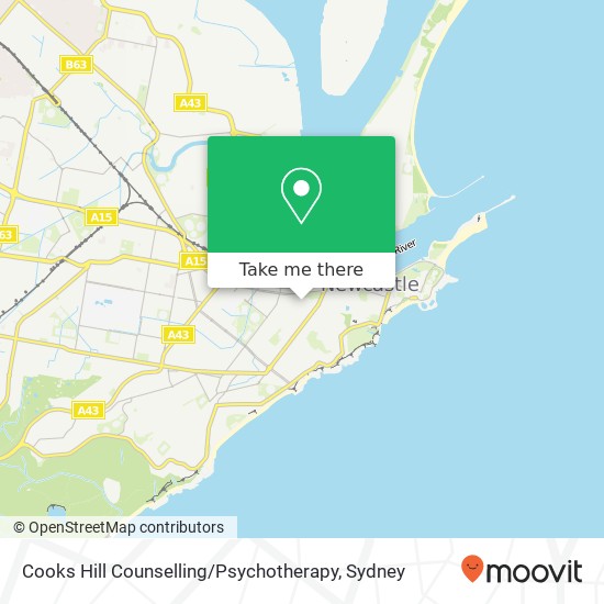 Mapa Cooks Hill Counselling / Psychotherapy