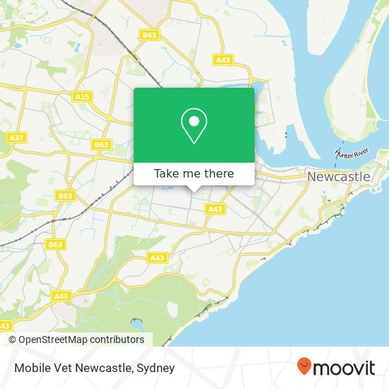 Mobile Vet Newcastle map