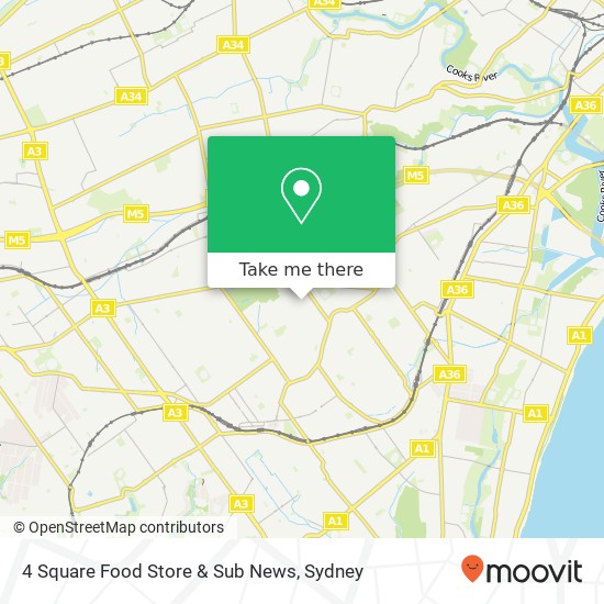 Mapa 4 Square Food Store & Sub News