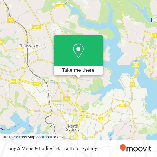 Tony A Men's & Ladies' Haircutters map
