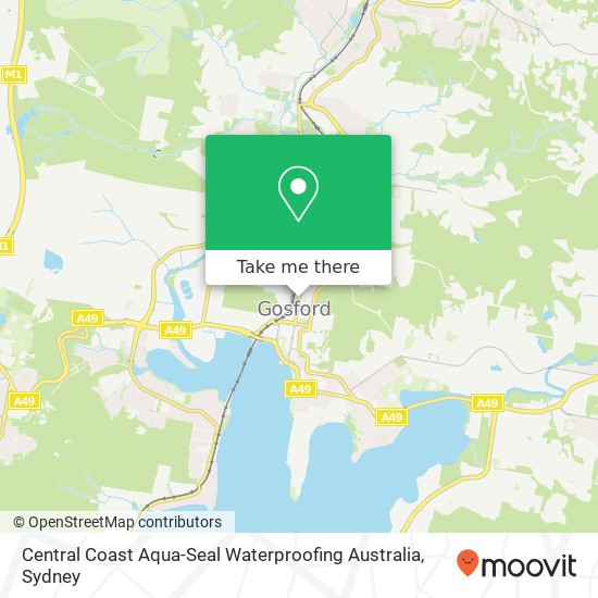 Mapa Central Coast Aqua-Seal Waterproofing Australia