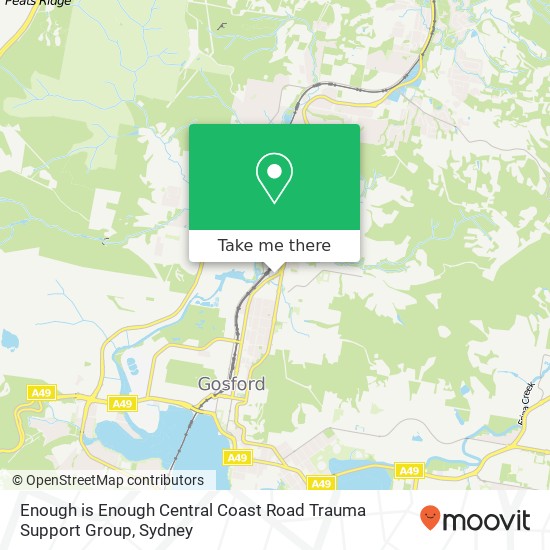 Mapa Enough is Enough Central Coast Road Trauma Support Group