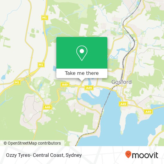 Ozzy Tyres- Central Coast map