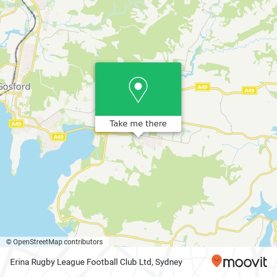Mapa Erina Rugby League Football Club Ltd