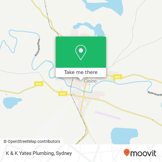 K & K Yates Plumbing map
