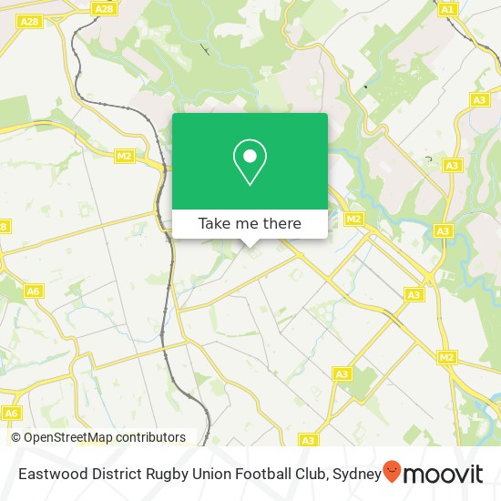Mapa Eastwood District Rugby Union Football Club