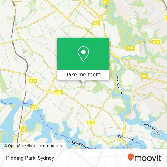 Mapa Pidding Park