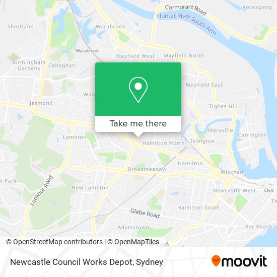 Mapa Newcastle Council Works Depot