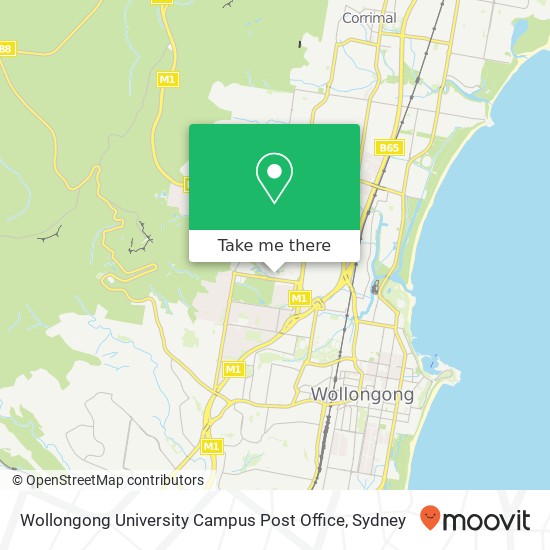 Mapa Wollongong University Campus Post Office