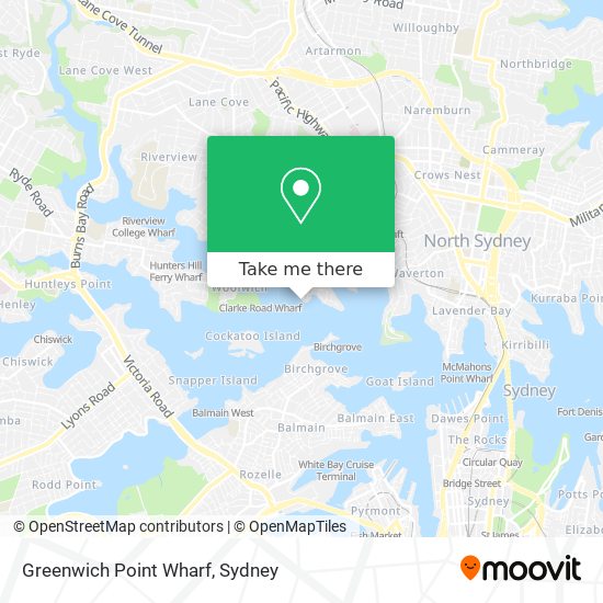 Greenwich Point Wharf map