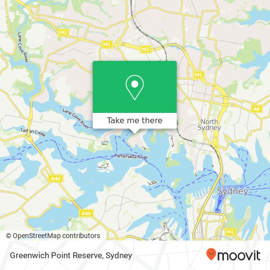 Greenwich Point Reserve map