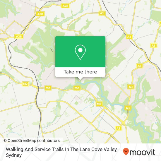 Walking And Service Trails In The Lane Cove Valley map