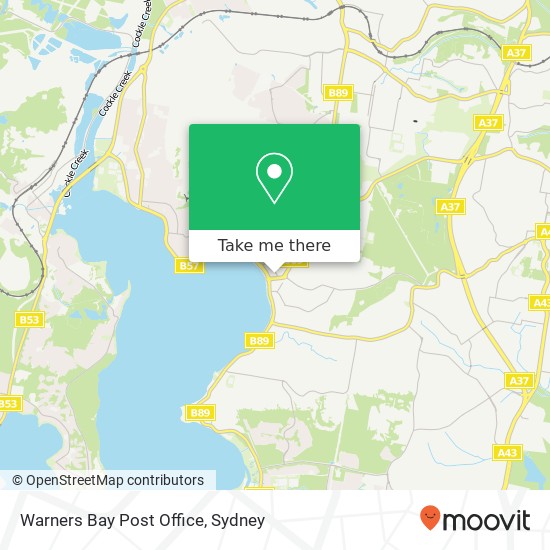 Mapa Warners Bay Post Office